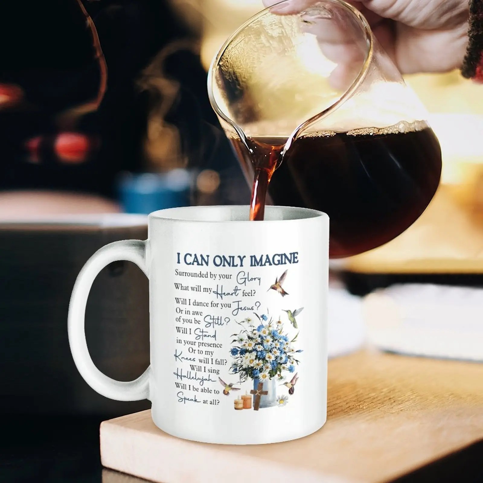 Christian Coffee Mug, I Can Only Imagine, Daisy Flower Mug, Jesus Mug,  Bible Verse, Christmas Gift