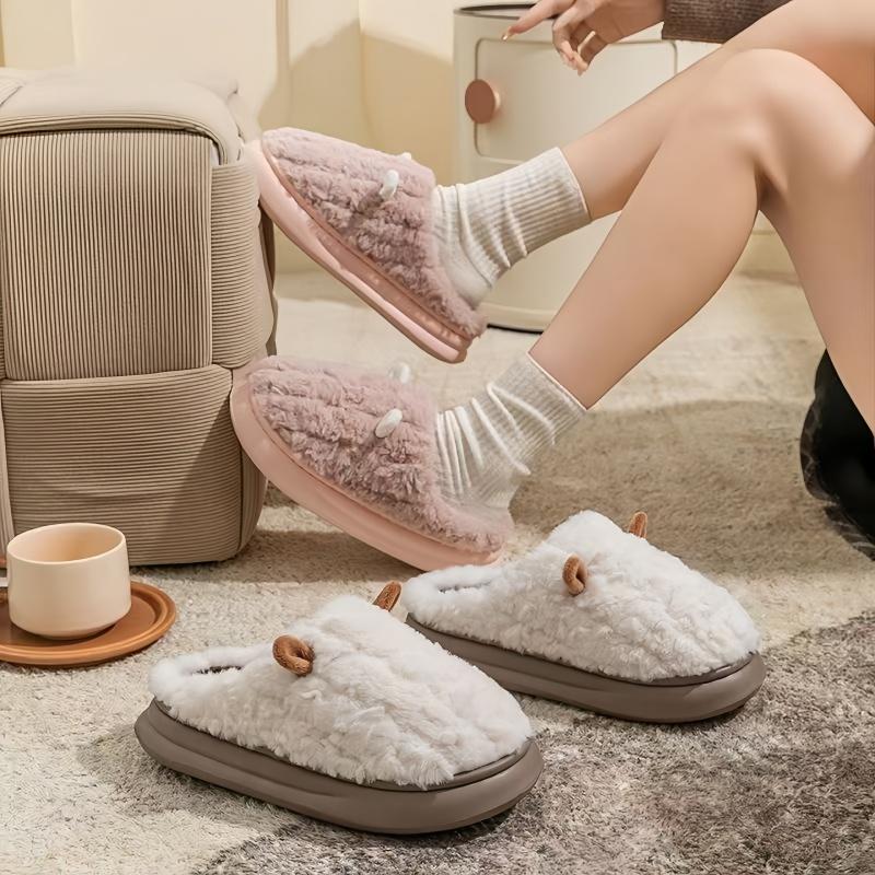 Cute Animal Ear Fuzzy Slippers - Super Warm Cozy House Slippers for Winter winter warm fleece