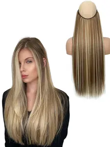 24 Inch Long Straight Synthetic Hairpieces for Women, Gorgeous Fluffy Hairpieces, Synthetic Hairpieces for Party, Daily Use, Glueless Headband Wig