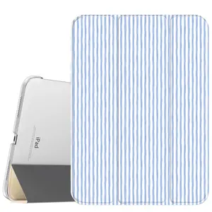 Thin Blue Stripes Case for iPad A16 2025 / iPad air 6/ iPad mini 6 Air, Pro 4,5,6,7, Slim Stand Cover with Soft Translucent Frosted Back Pencil Slot, for Samsung Galaxy Tab S99 S6,7,8,9,10FE + A7 LTE Tablet Cases