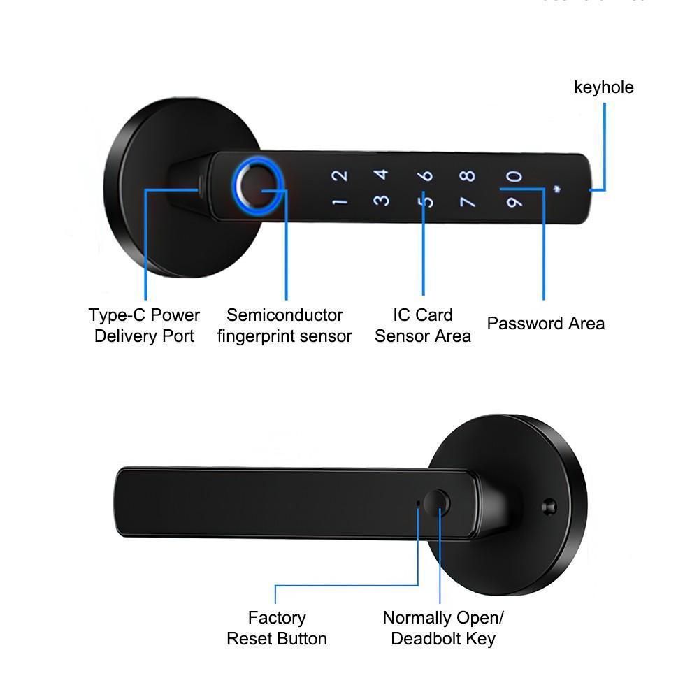 vUpgraded Door Lock Biometric Fingerprint Bluetooth Password Keyless Keypad Entry