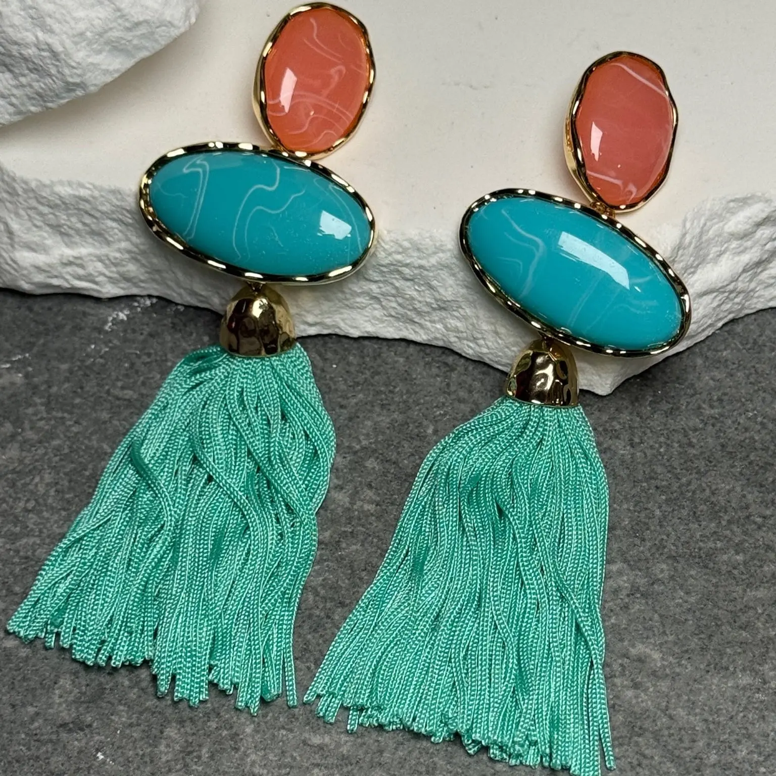 Coastal Drip Triple Tassel Earrings