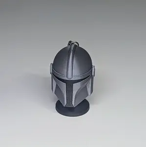 Mando-Inspired Helmet Keychain Clicker with Mechanical Tactile Switch 3D-Printed PLA Body & Gunmetal Finish American Made Fidget Tool