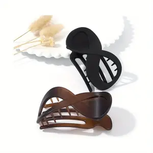 2D Flat - French Concord Hair Clip Acrylic Hair Claw Clips Thick Hair Flat Hair Clips Grip Hair Banana Barrettes for Styling Hair Accessories for Women and (Pack of 2) flatclawclip flowerhairclip banana clip hair hair clips