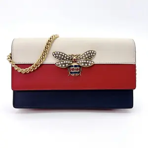 Pre-owned GUCCI leather Shoulder Bags GG Marmont Chain Wallet Strass handbag