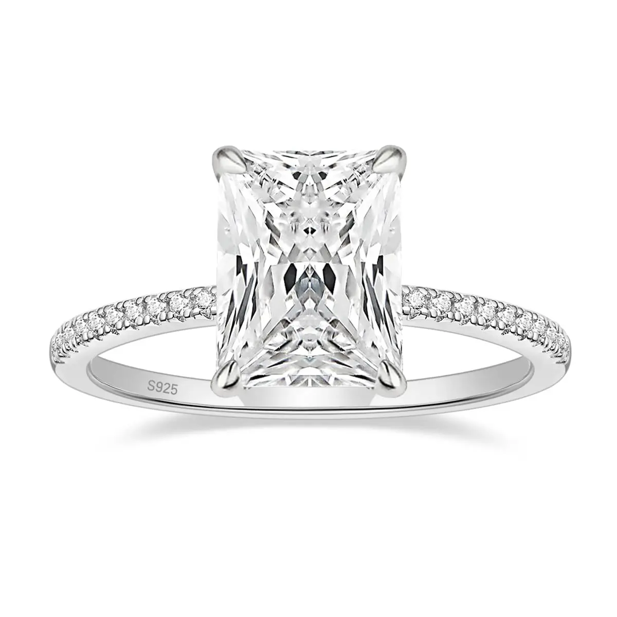 EAMTI 3CT 925 Sterling Silver Engagement Rings Radiant Cut Cubic Zirconia Wedding Band for Women