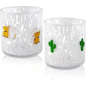 2 Pcs Christmas Icon Glasses 16 oz Christmas Tree Snowman Icon Glass Juice Cups Double Old Fashioned Drinking Cup for Xmas Gifts Holiday Party Home Decor (Christmas Tree,Snowman) Classic Drinkware Birthday Cactus