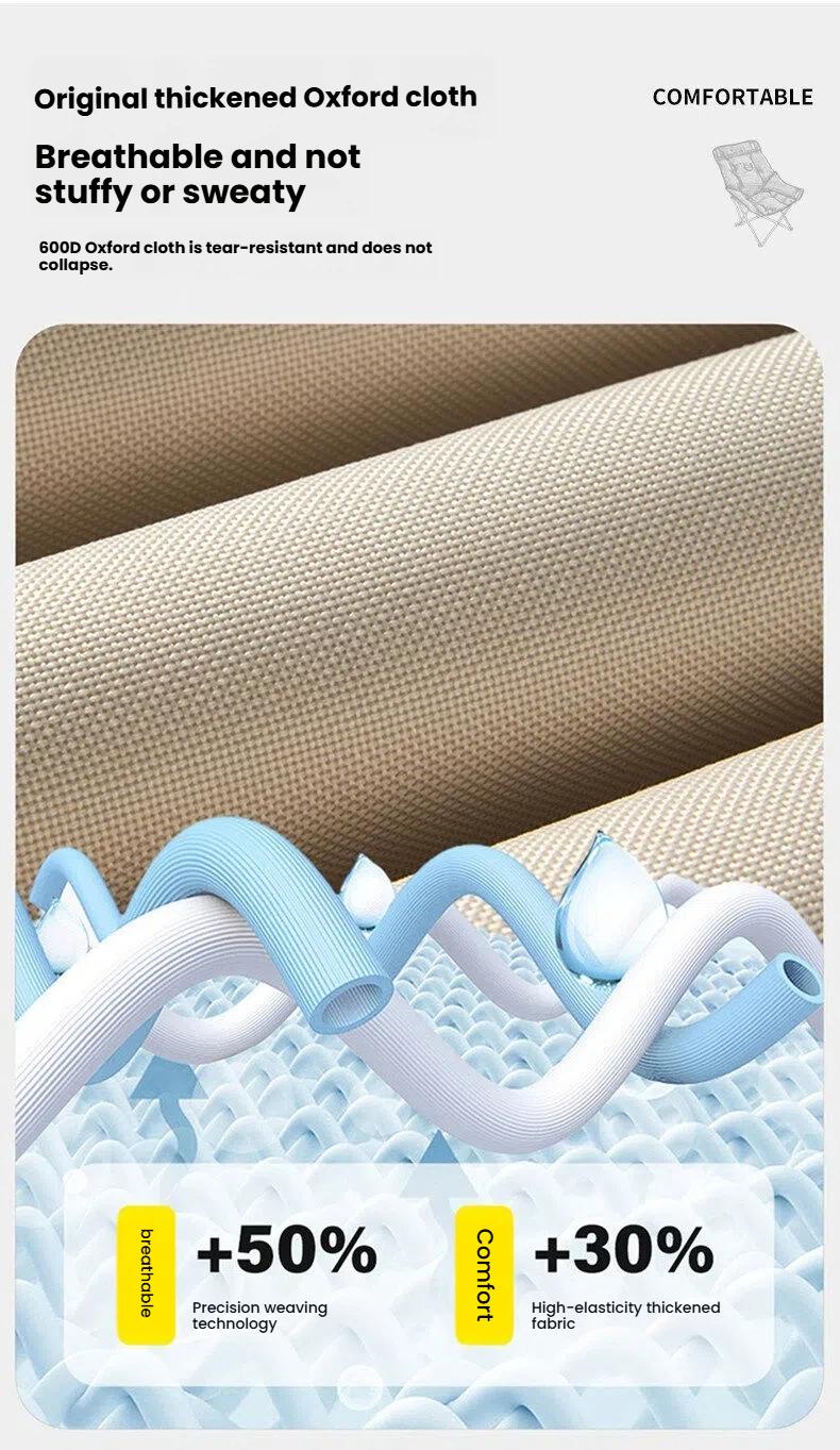 Portable Folding Moon Chair with Footrest – Thick Padded Adjustable Recliner, 4-Level Lounge Chair for Camping & Home