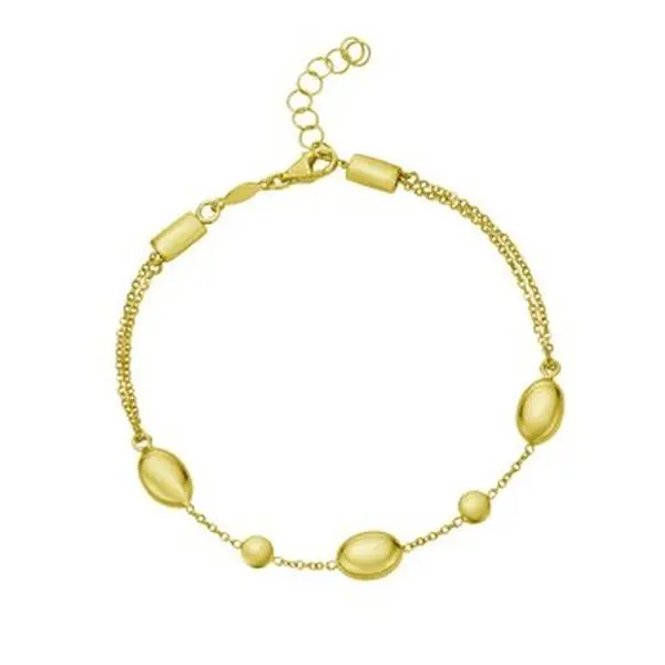 Elegant 14K Gold Adjustable Puff Pebble Bracelet/Anklet Bracelet
