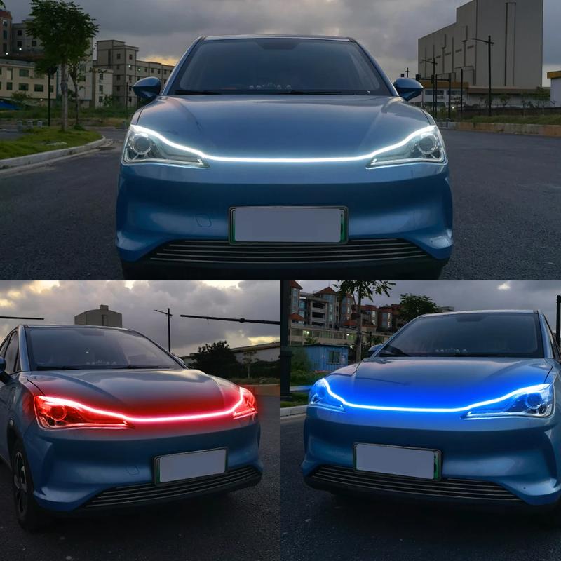 Car Hood Light Strip, 70 Inch 12V Flexible Waterproof LED Lights for Car, Universal Engine Cover Decoration Accessories for Cars, SUVs, Trucks, Dynamic Scan Start-up Effect