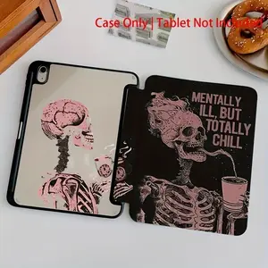 Gothic Skull Design iPad Case, Anti-Drop Flip Stand Cover, Compatible with iPad 10th-7th Gen, Air 5/4, Pro 11", Aesthetic Dark Academia Style