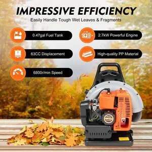 Backpack Leaf Blower 63CC 2 Stroke Gas Powered Leaf Blowers