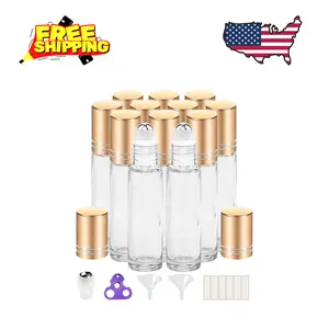12 Pack, 10 ml Essential Oil Roller Bottles with Stainless Steel Roller Ball