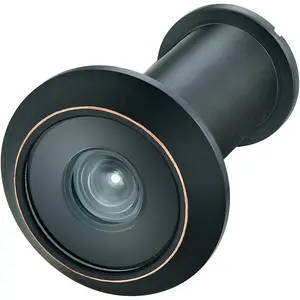 UL Listed Solid Brass HD Glass Lens 220-degree Door Viewer Peephole for 1-3/8" to 2-1/6" Doors, Classic Matte Black Finish