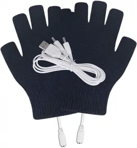 Winter Gloves Men Women Knit Gloves Full&amp;Half Warm Laptop USB Hand Mitten Heated Finger Winter Gloves