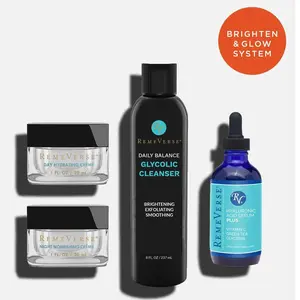 Brighten & Glow Skincare System - Complete Daily Kit, Hydrating, Exfoliating, Brightening, Anti-aging, Clearing Cleanser Serum