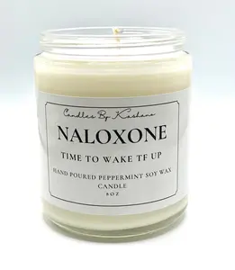 Naloxone Candle - Peppermint Mocha Scented Candle 802 oz Hand Poured Soy Wax with Peppermint Notes