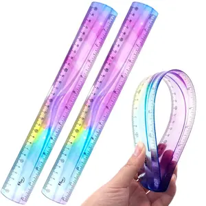 2 PCS 12 Inch Flexible Ruler, Bendable Plastic Ruler, Soft Bendable Gradient Colour Rulers with Centimeters and Inches for Student School Classroom Office Supplies