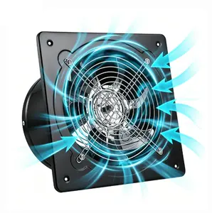 8-inch exhaust fan (copper wire motor) - Window and wall-mounted exhaust fan. Commercial warehouse fan suitable for kitchens, attics, garages (black). Bathroom window-mounted powerful exhaust fan.