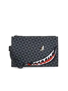 Fashion Men's Handbag with Shark Print, Multi-Card Business Wallet, Casual Commuter Clutch, Phone Holder, Wrist Strap, All Seasons Classic, Travel Essentials