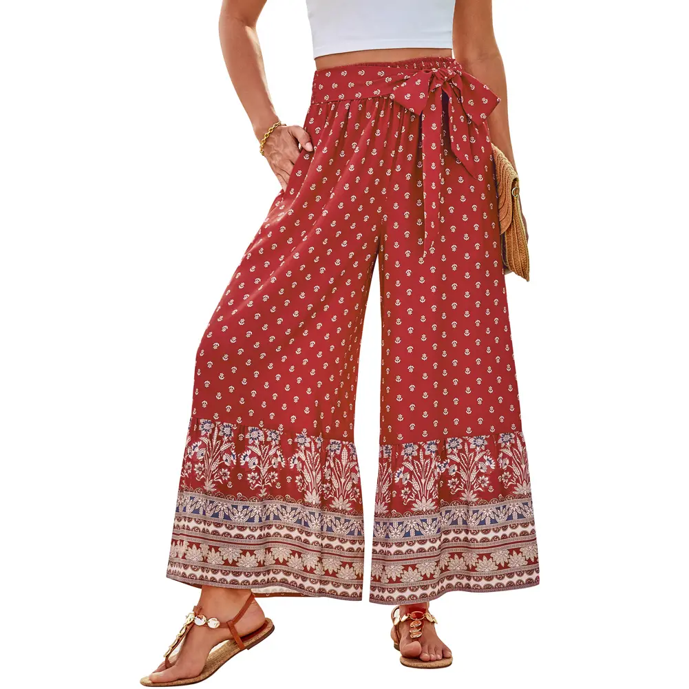 Grace Karin Vacation pants  Bohemian loose resort trousers in a trendy comfortable fabric