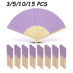 3/5/10/15 PCS Light Paper Fans, Bamboo Folding Fans, Handheld Fans for Weddings, Graduations, DIY Decor, Party Gifts, Japanese Style Fans