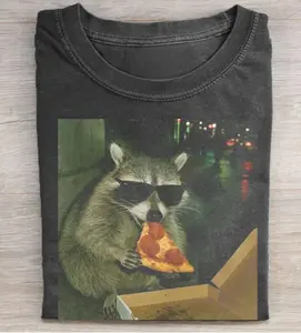 Raccoon Eating Pizza, Funny Meme Shirt Funny Graphic Tee Silly Shirt Gift Sarcastic Novelty Shirts Womens Funny Racoon Meme T-Shirt Vintage, Shortsleeve Top, Casual Outfits Unisex