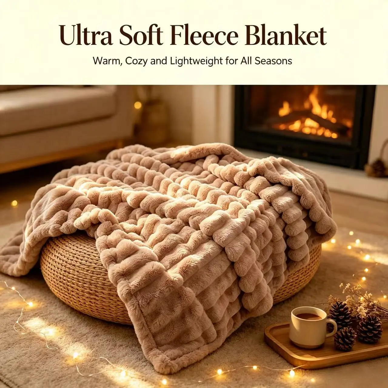 Luxury Bubble Striped Plush Throw Blanket, Ultra Soft Cloud Fluffy Fuzzy Fleece Blanket, Warm Lightweight Cozy Texture Fur Blanket, All Season Aesthetic Decor Blanket for Bed Sofa Couch, Comfy Nap Cover, Ideal Home Decoration & Holiday Gift