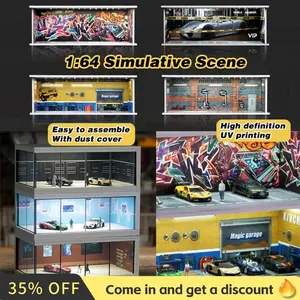 1/64 Model Parking Space Car Parking Space with Lights Simulated Decoration Scene (figures and cars not included)