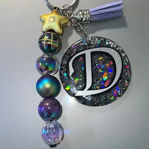 Glitter Beadable Letter keychains