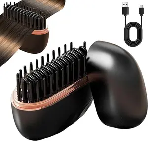2026 Keep Your Hair Sleek Anywhere with This Rechargeable Wireless Mini Straightener Brush – Features 3 Adjustable Temperature Settings, Portable Design, and Fast Heating for Easy Styling at Home or Travel