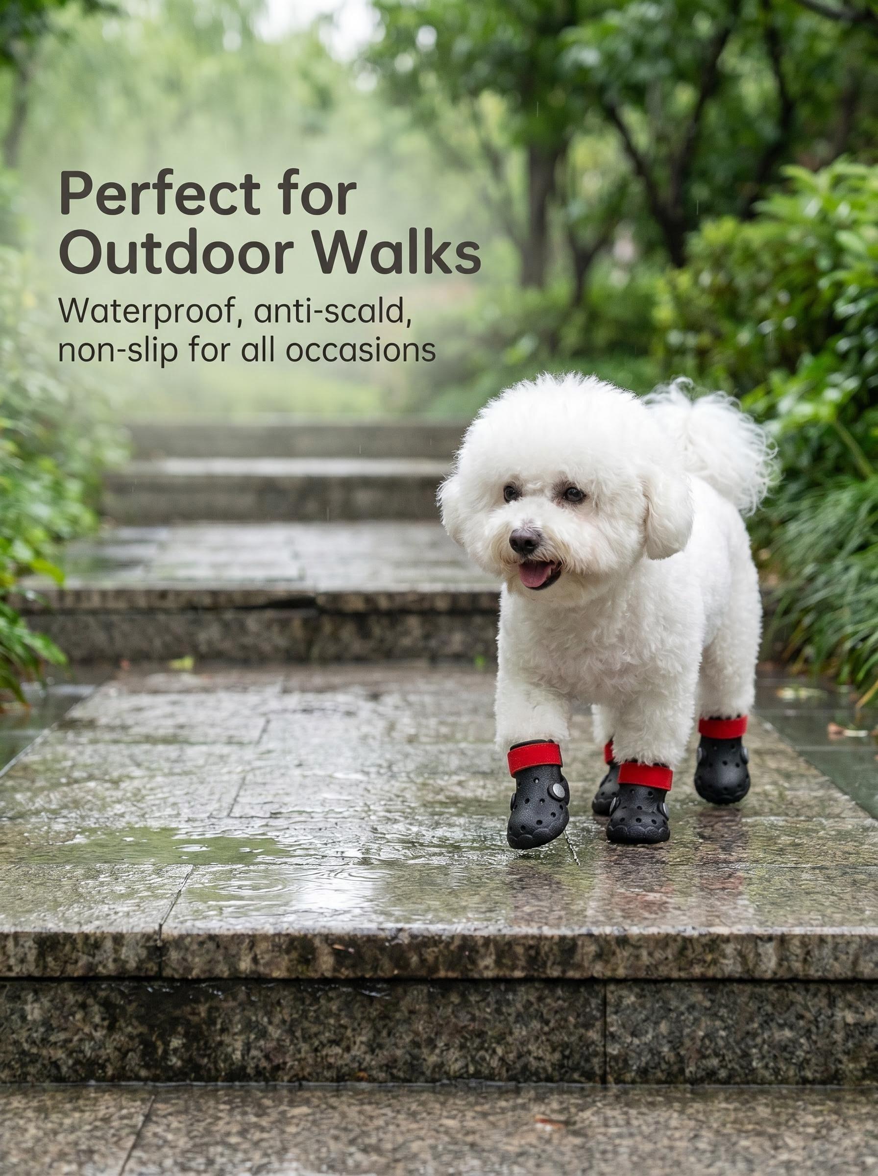 4-Pack Dog Shoes All-Season Universal Clogs Spring Summer Breathable Outdoor Dog Paw Protection Soft Sole Pet Shoes-Dog Boots for Small & Medium & Large Dogs(Get a Free Pet Hair Remover Glove)