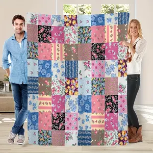 A Cozy Floral Patchwork Printed Blanket, Made of Soft And Warm Flannel, Suitable for Use on Sofas, Beds, in The Office, for Camping And Travel, Making It a Perfect Gift for Birthdays And Holidays.