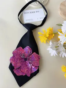 Shiny Bohemian Floral Rhinestone Tie for Women, Vintage Bowknot Necktie Accessory, Party Wear, All Seasons, Unique Decorative Item, Boho Bohemian Tie