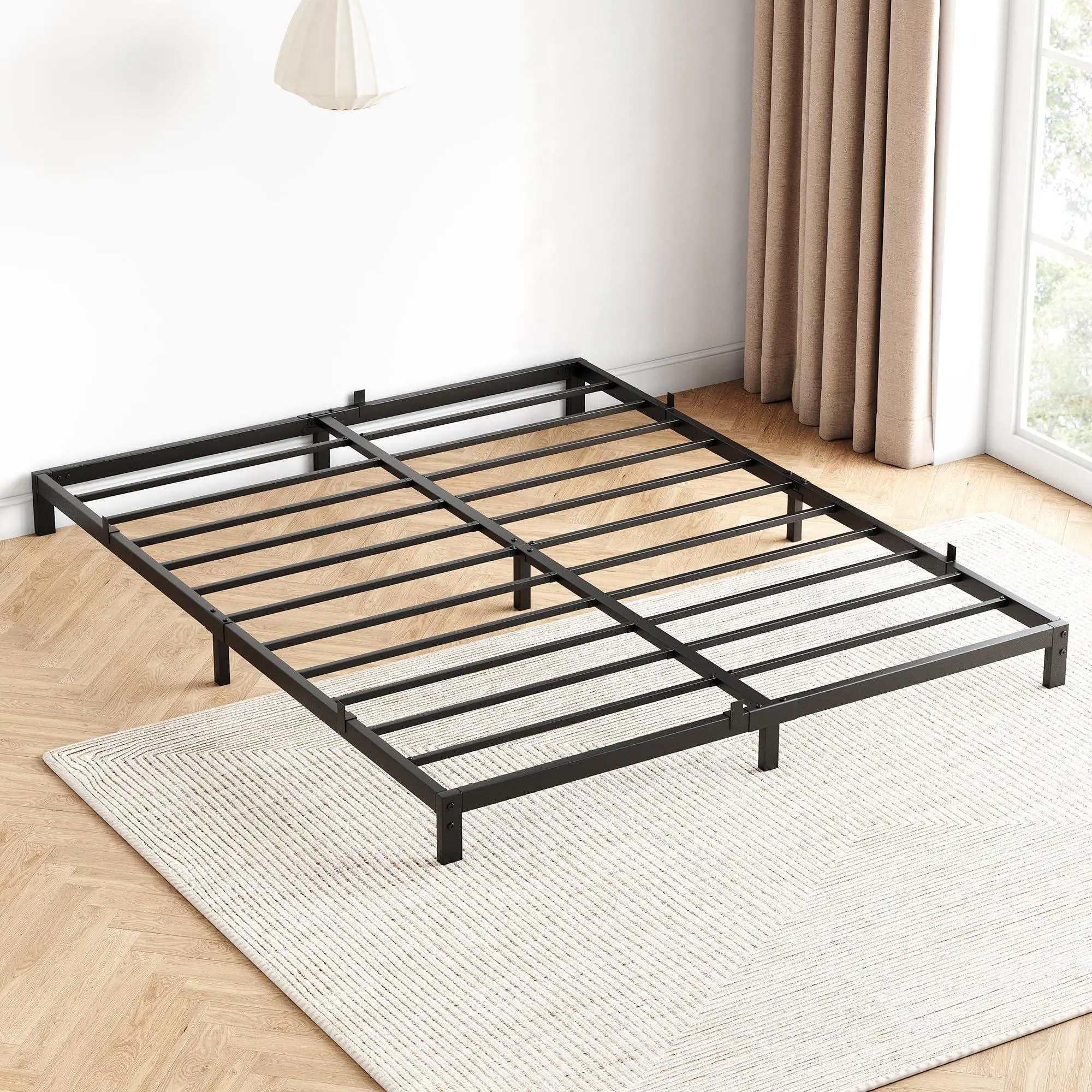 Industrial Metal Bed Frame, 6 Inch Full Size, No Box Spring Needed, Sturdy Platform Bed Frame with Non-Slip Design, Easy Assembly, for Bedroom Guest Room