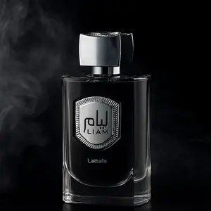 Liam Grey Lattafa 3.4oz 100ml Exotic Spices Rich Resins Creamy Woods Perfume with Cardamom Fig Black Tea Iris Vetiver Sandalwood Vanilla Tonka Patchouli Regular Edition