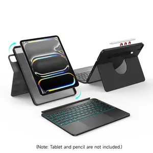 accrosoo keyboard case for iPad Air 13(M3 2025 / M2 2024) and iPad Pro 13 inch (M4) 2024 and iPad Pro 12.9 (6th, 5th, 4th, 3rd Gen),360° Rotatable & Detachable Full Protect Magnetic with Trackpad & 7 Backlits, Durable, Adjustable,Black
