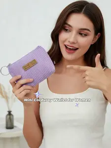 Women's Mini Handbag Wallet, Corduroy Cute Coin Purse Key Holder, Fashionable Small Bag for Daily Use, Stylish Ladies Accessory, Wallet Chain
