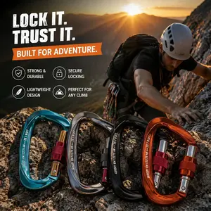 High Quality Aluminum Alloy Carabiner Heavy Duty Security Lock Hook Multifunctional Outdoor Mountaineering Climbing Gear Portable Key Organizer Hooks