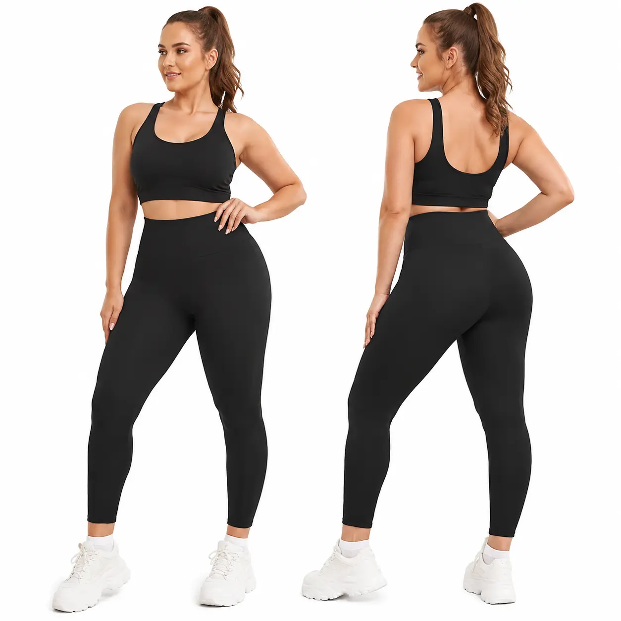 Women's Plus Size Stretchy Leggings Soft Full Length Leggings High Waist Lightweight Basic Yoga Tights Pants