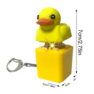 FunisFun Quacking Duck & Croaking Frog Keyboard Fidget Toy Keychain, Rechargeable Duck Frog Fidget Clicker with LED Light, Sensory Toy for Adults Stress Relief Anxiety