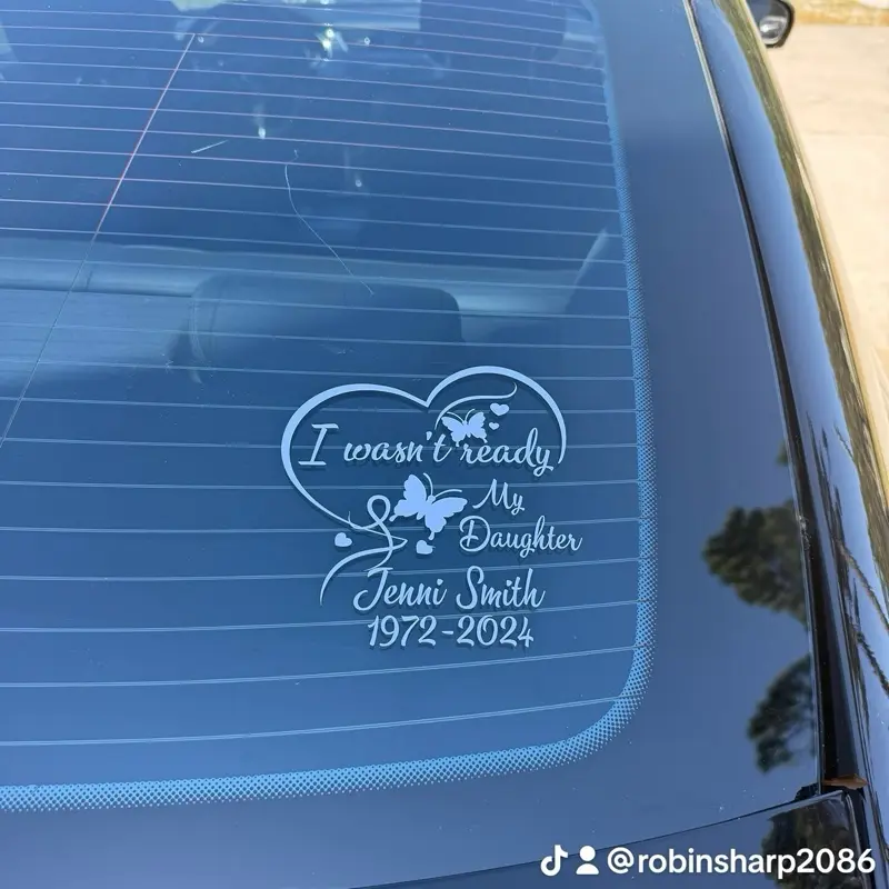 RobinSharp2086 5x6 Premium Vinyl Decal Personalized Memorial Sticker - I Wasn't Ready Heart Design with Butterflies