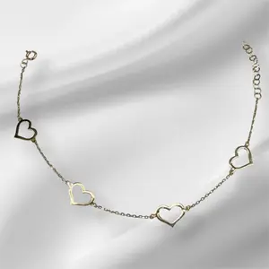 Pulsera rolo de corazones 7” oro 14k