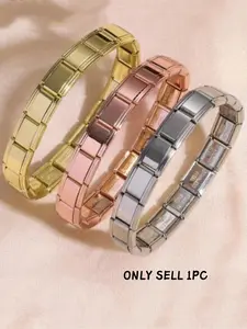 Stainless Steel Minimalist Bracelet, Italian Module Pendant Bangle, Daily Use Elastic Chain, Light Luxury Design, Women Personalized Jewelry Gift, Stackable Bracelets, Trendy Stack Bangle, Metal Bracelet, Bangles Bracelets