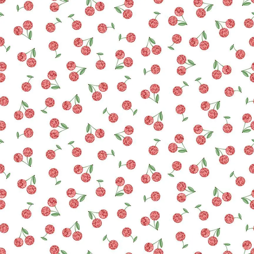 Fabric Dear Stella Cherry Disco Balls Shimmer by the Quarter Yard STELLA-D3268