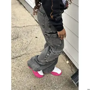 PocketStraightLegCargoJeans sCasualLooseMulti Women -