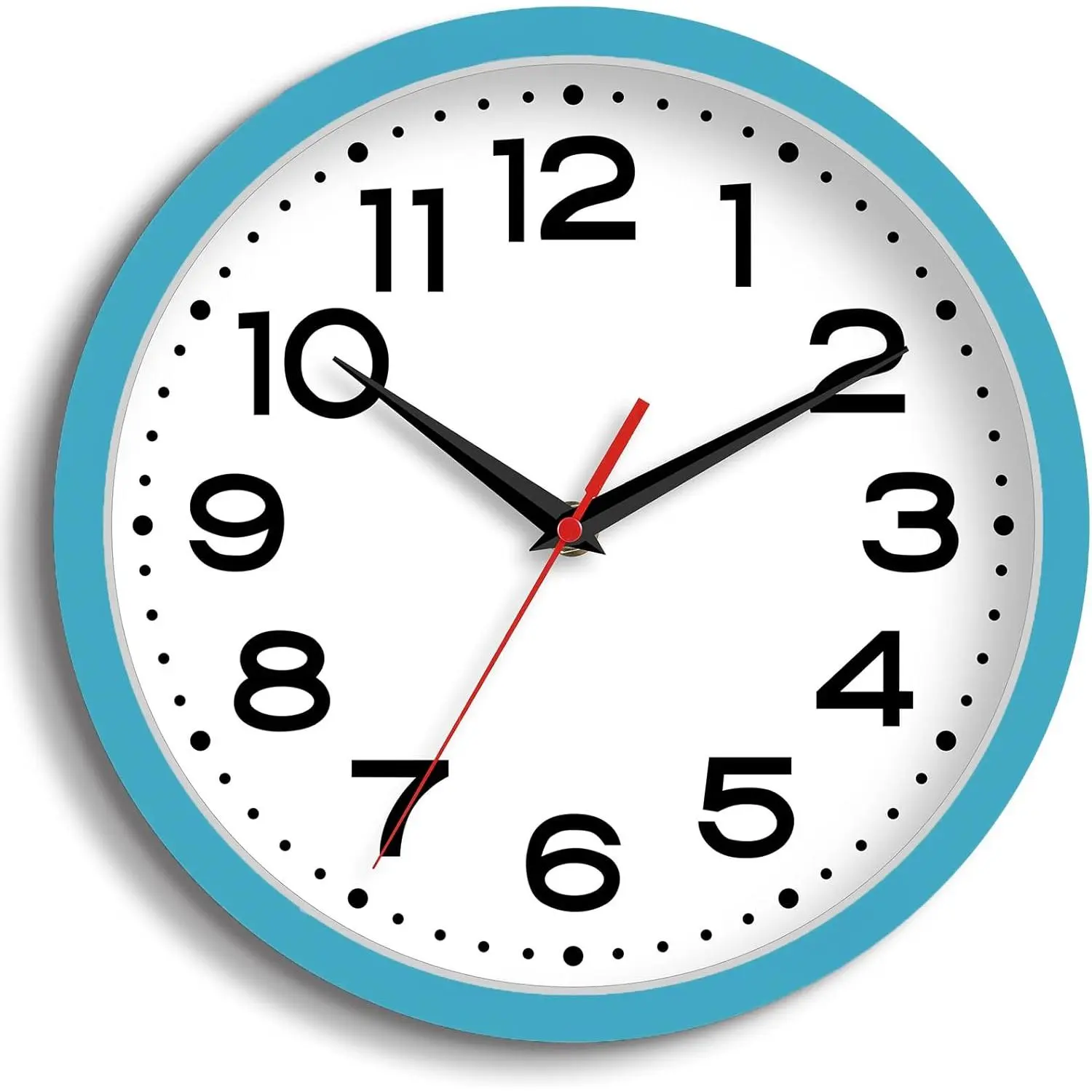 Wall Clock Silent Non-Ticking Modern Clock  Operated 8 Inch Small Classic Analog Decorative for Kitchen, Living Room, Office, Bedroom, Bathroom (Blue)