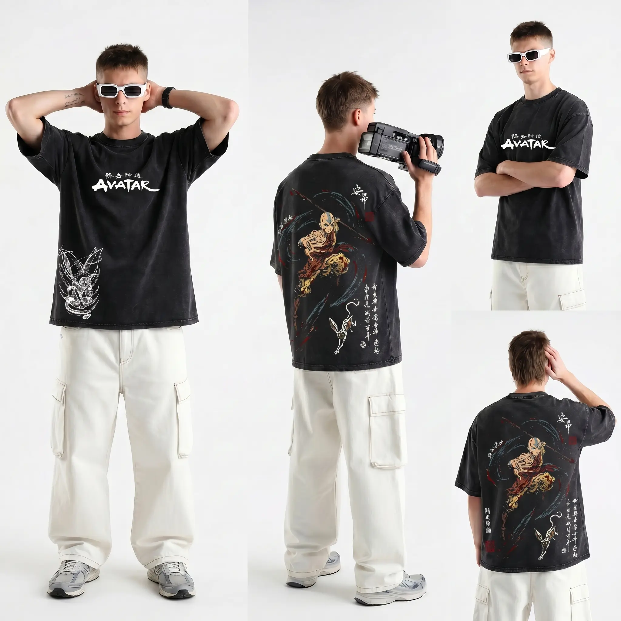 Avatar The Last Airbender Aang Hoodie & T-shirt Unisex Top Y2K Graphic Tee Vintage Oversized Streetwear Unisex Men's Shirts Anime Guys Gifts