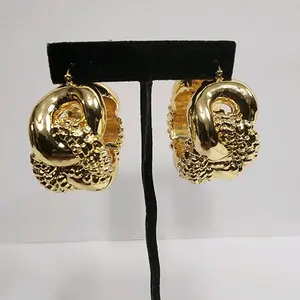 #128. 18K Gold Plated Bold Corn Roll Earring
