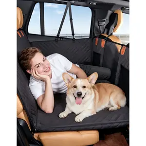 Back Seat Extender for Dogs,Flat Bridge Platform for Full-Size Trucks, Stable Base, 400lb Support, Waterproof – Rigid Back Seat Cover for Dogs